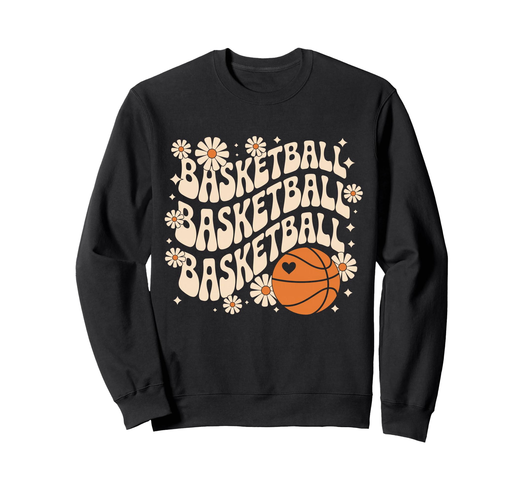 Groovy Basketball Daisy Flower Hoop Sweatshirt - Novelty Apparel Men Women - T-Shirt, Sweatshirt, Hoodie