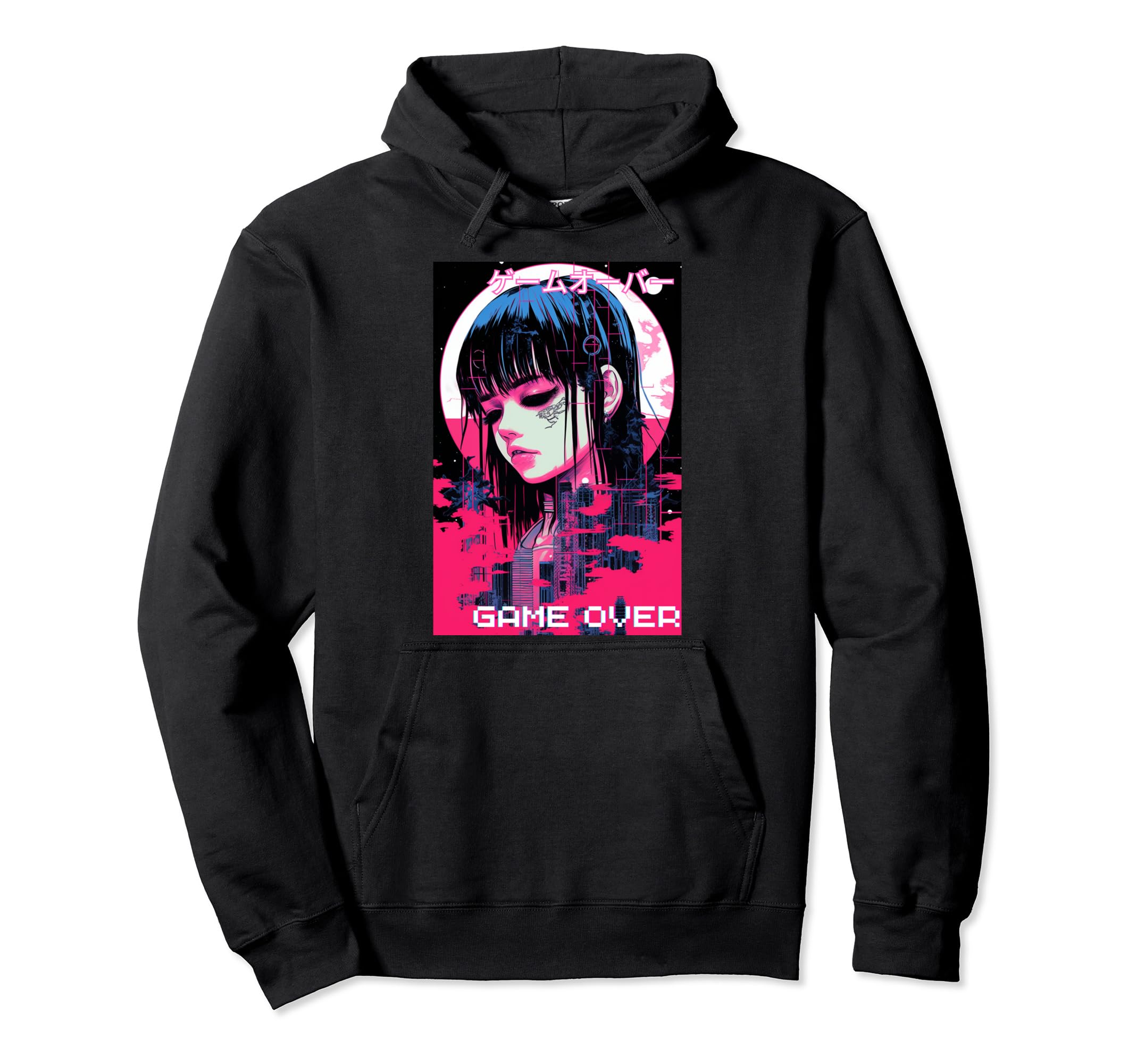 Japanese Vaporwave Sad Anime Indie Hoodie - Minimalist Print Unisex - T-Shirt, Sweatshirt, Hoodie