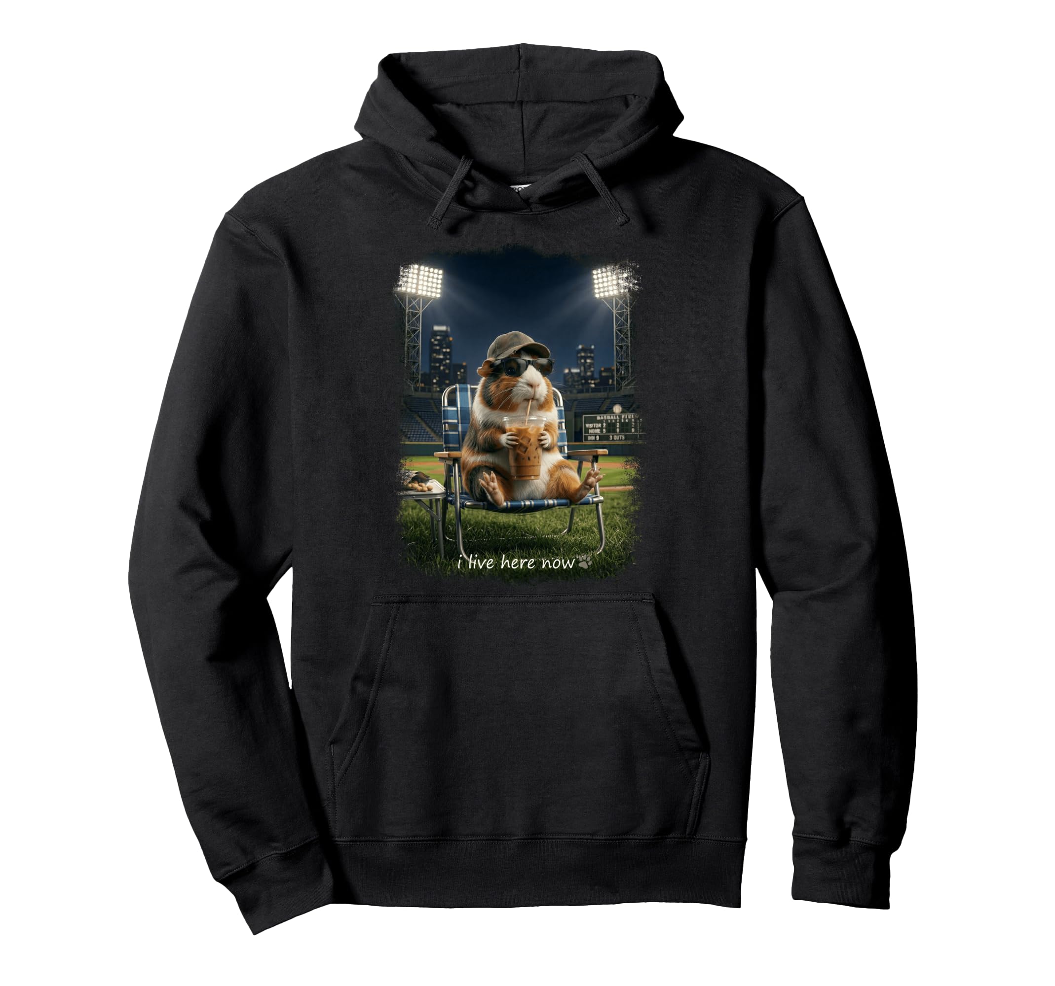 Funny Guinea Pig Ballfield Baseball Hoodie - Minimalist Print Men Women - T-Shirt, Sweatshirt, Hoodie