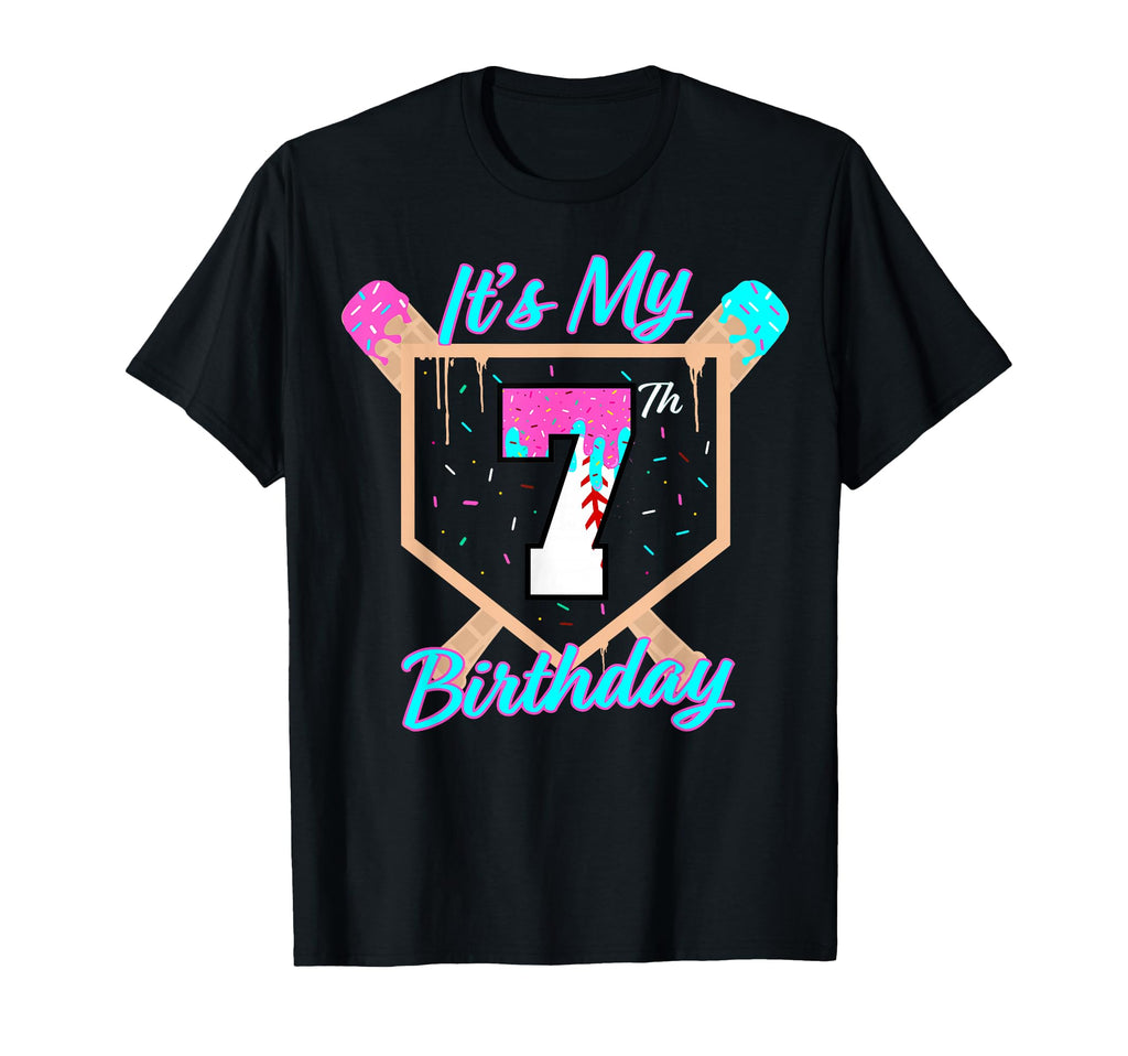 Baseball 7 Year Old Ice Cream Drip 7Th T-Shirt - Unique Graphic for Adults - T-Shirt, Sweatshirt, Hoodie