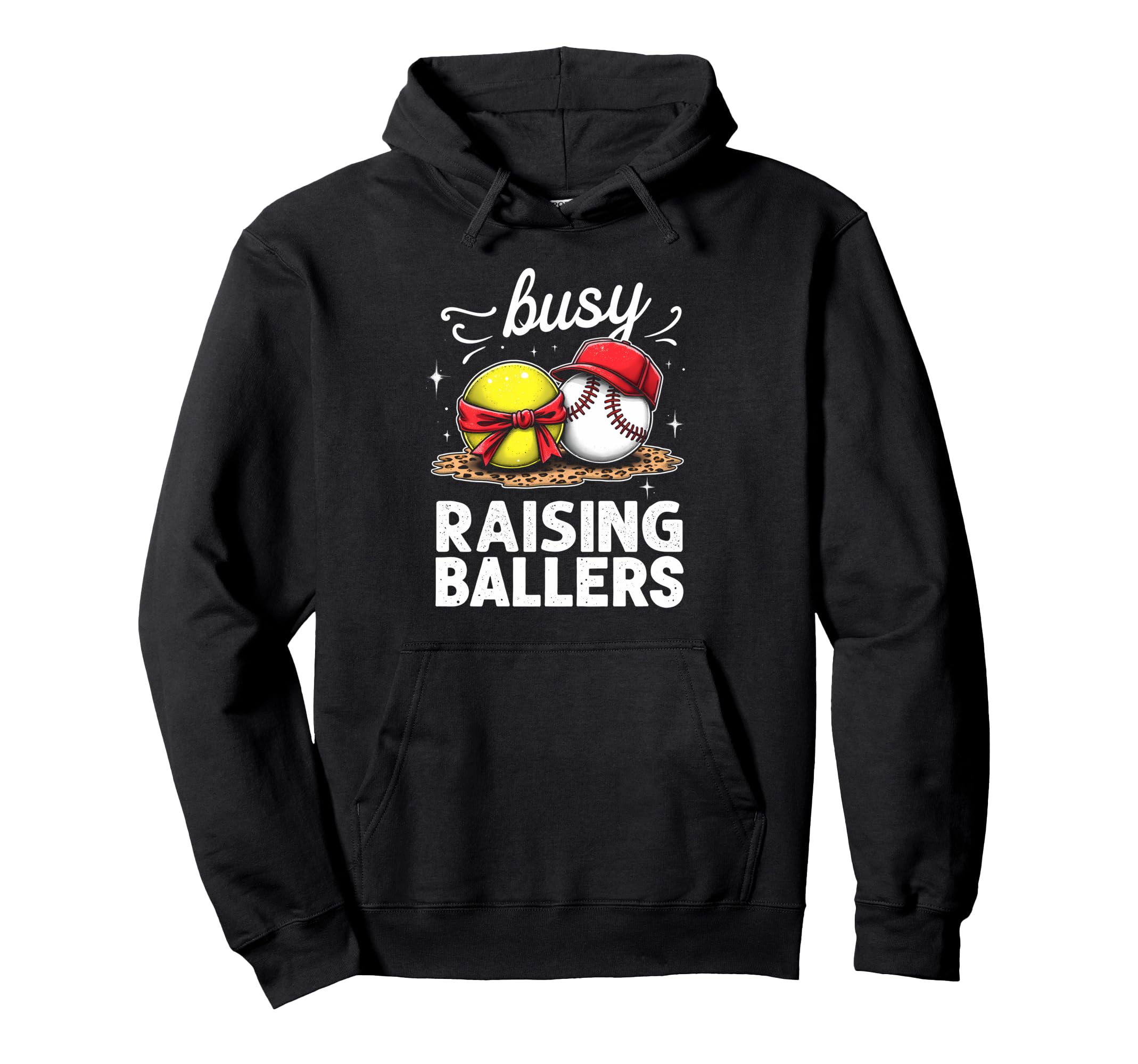 Energetic Busy Raising Ballers Softball Hoodie - Novelty Apparel Men Women - T-Shirt, Sweatshirt, Hoodie
