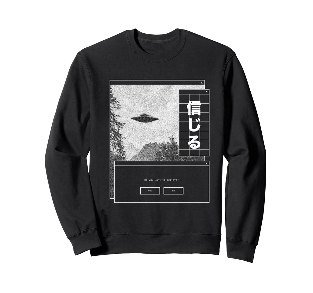 Ufo Vaporwave Aesthetic Japanese Sweatshirt - Streetwear Style for Adults - T-Shirt, Sweatshirt, Hoodie