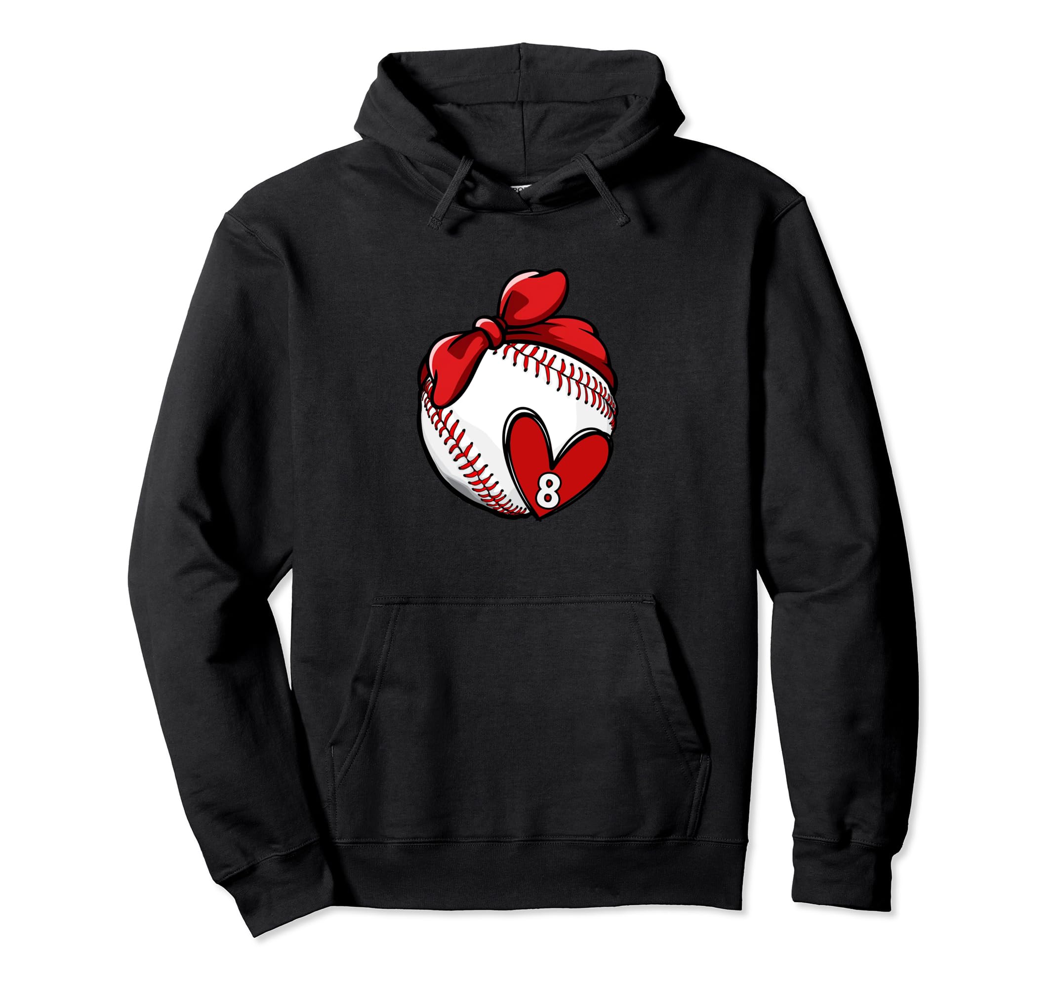 Womens Custom Baseball Mom Number 8 Heart Hoodie - Graphic Print Unisex - T-Shirt, Sweatshirt, Hoodie