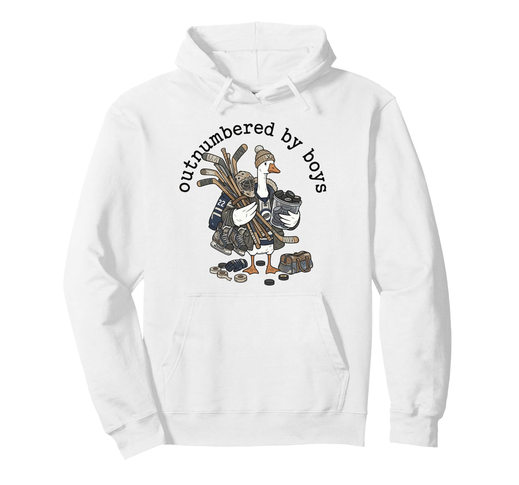 Mom Outnumbered Funny Iced Hockey Goose Hoodie - Graphic Print Men Women - T-Shirt, Sweatshirt, Hoodie