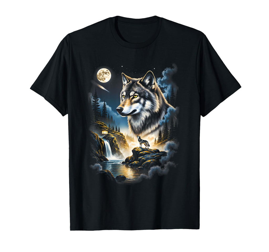 Grunge Howling Wolf 90S Nature Galaxy T-Shirt - Fun Novelty Design Unisex - T-Shirt, Sweatshirt, Hoodie