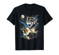 Grunge Howling Wolf 90S Nature Galaxy T-Shirt - Fun Novelty Design Unisex - T-Shirt, Sweatshirt, Hoodie