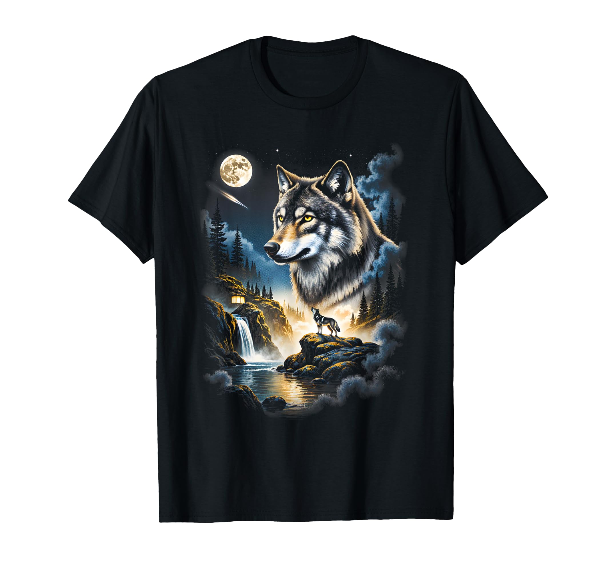 Grunge Howling Wolf 90S Nature Galaxy T-Shirt - Fun Novelty Design Unisex - T-Shirt, Sweatshirt, Hoodie