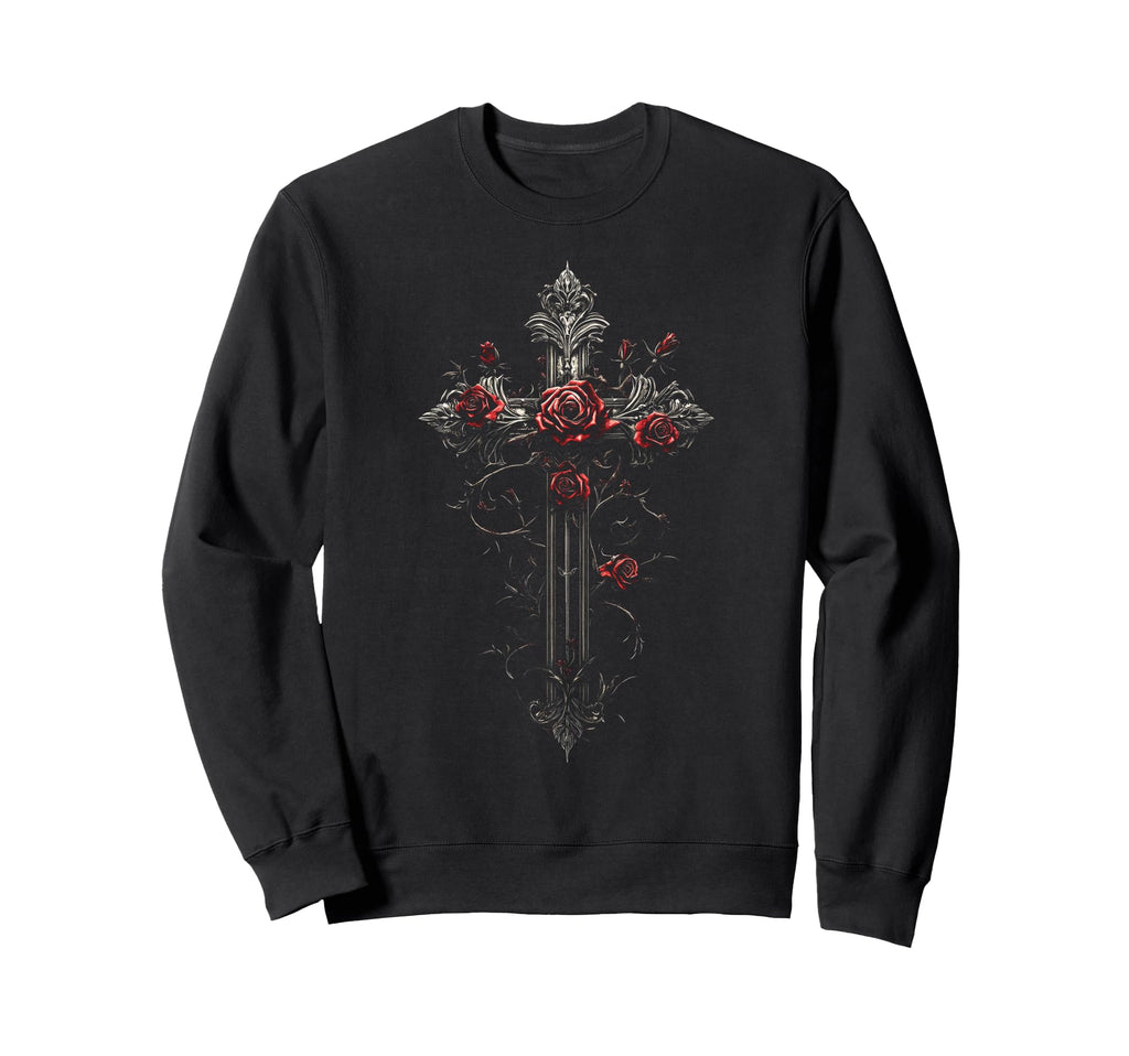 Gothic Cross Grunge Aesthetic Y2K Goth Sweatshirt - Minimalist Print Unisex - T-Shirt, Sweatshirt, Hoodie
