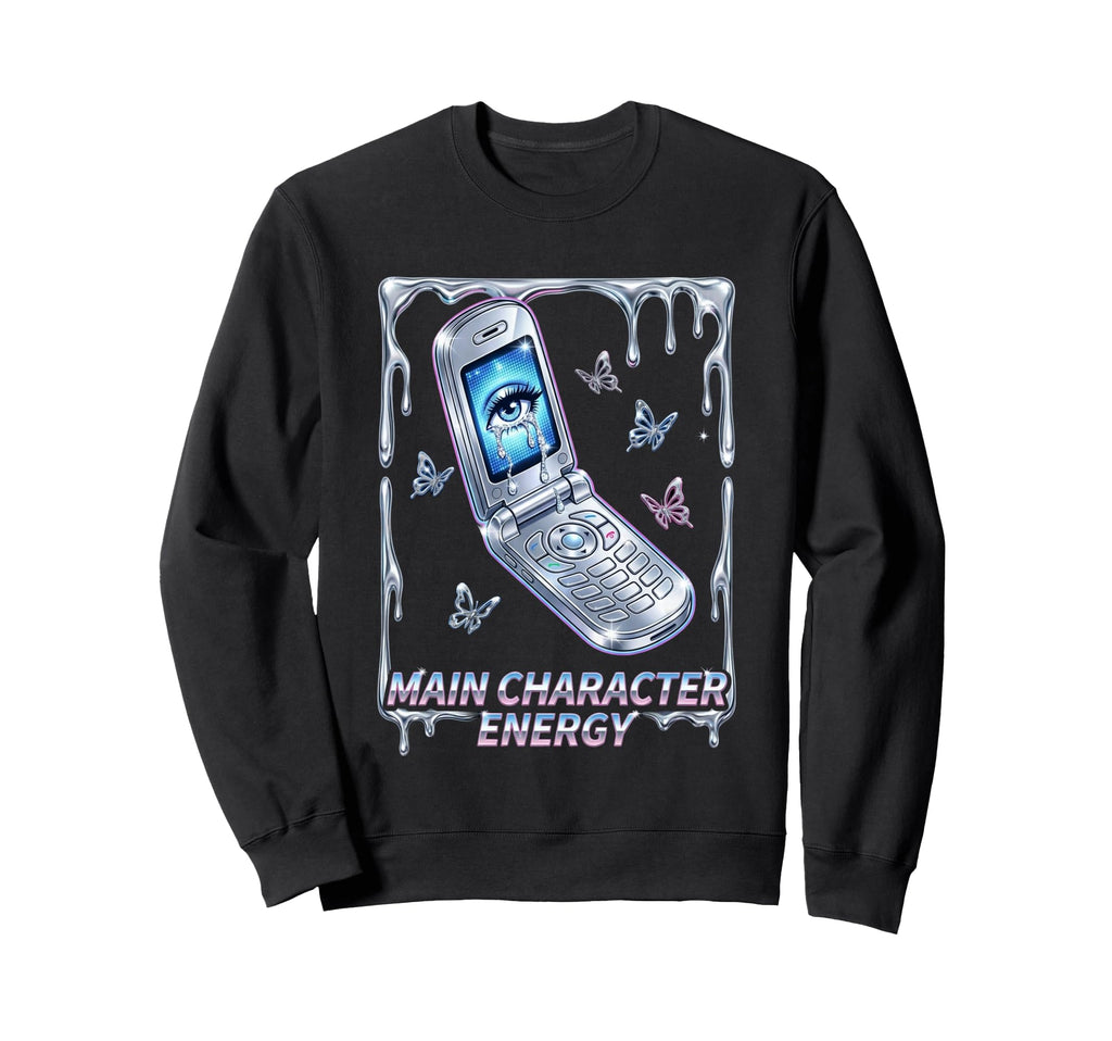 Main Character Energy Y2K Flip Sweatshirt - Novelty Apparel Men Women - T-Shirt, Sweatshirt, Hoodie
