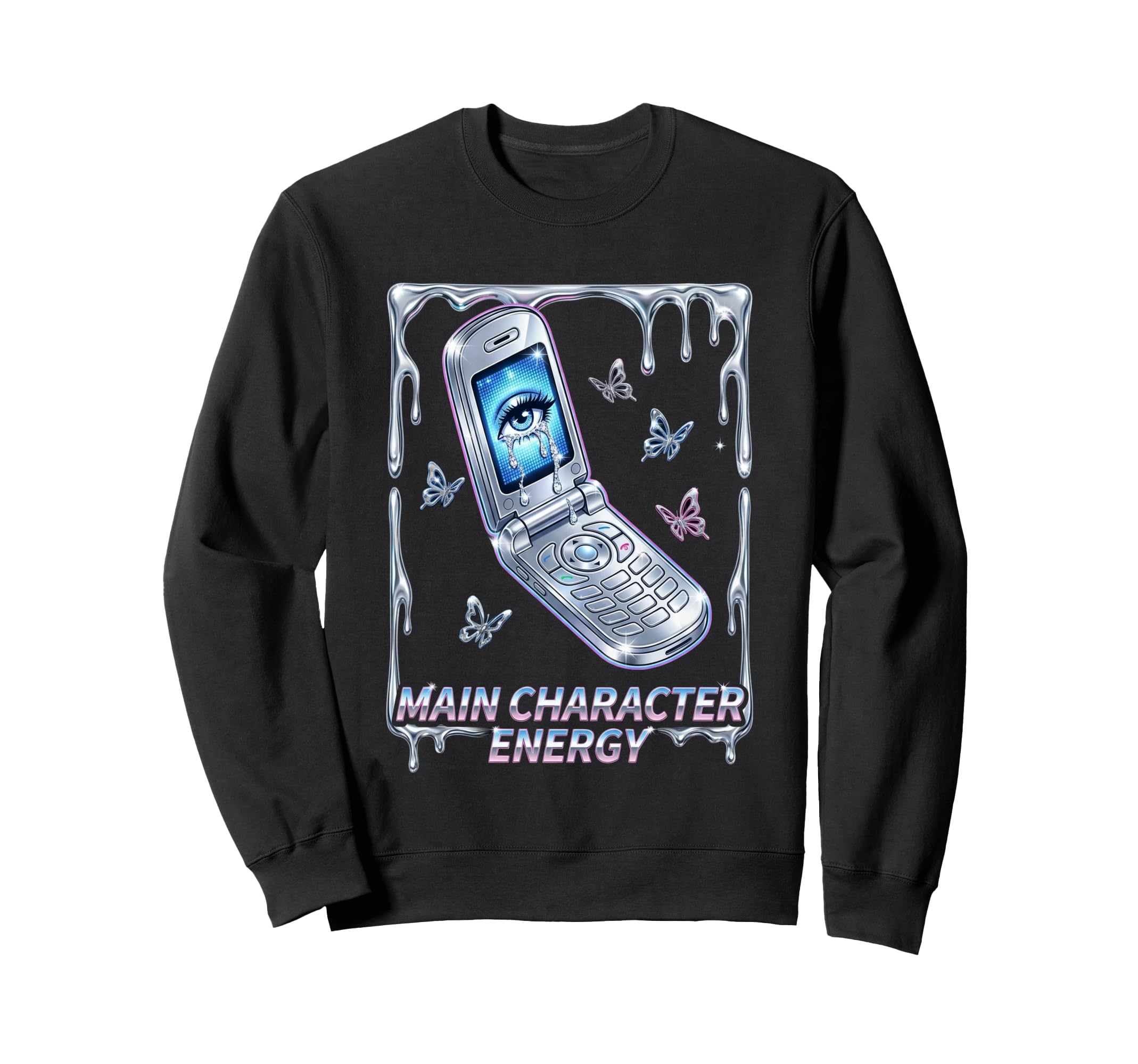 Main Character Energy Y2K Flip Sweatshirt - Novelty Apparel Men Women - T-Shirt, Sweatshirt, Hoodie