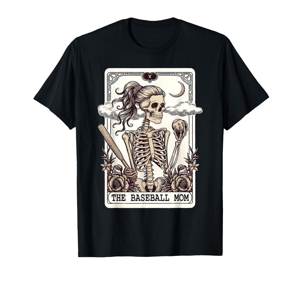 Baseball Mom Tarot Card Skeleton T-Shirt - Minimalist Print Men Women - T-Shirt, Sweatshirt, Hoodie