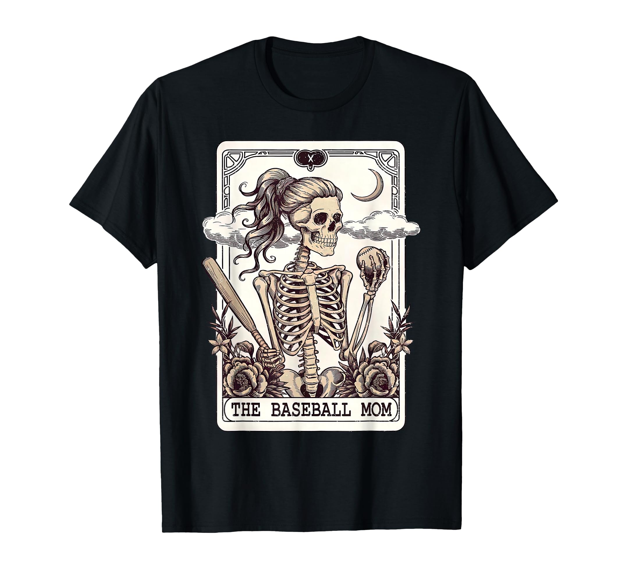 Baseball Mom Tarot Card Skeleton T-Shirt - Minimalist Print Men Women - T-Shirt, Sweatshirt, Hoodie