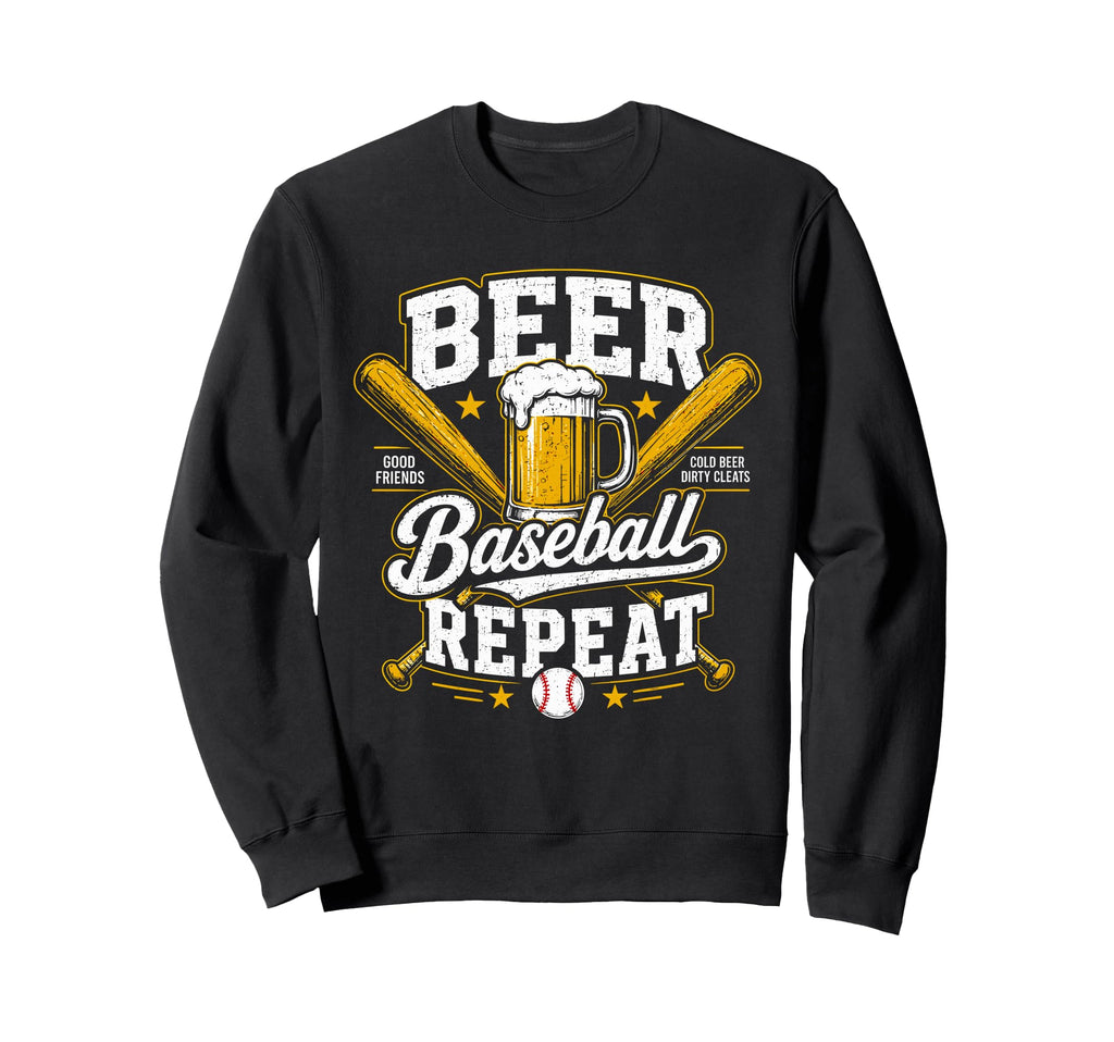 Beer Baseball Repeat Funny Sports Sweatshirt - Trendy Graphic for Adults - T-Shirt, Sweatshirt, Hoodie
