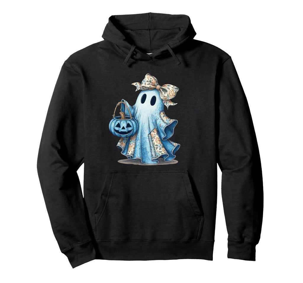 Blue Denim Ghost Bow Coquette Boho Hoodie - Custom Art Print for Adults - T-Shirt, Sweatshirt, Hoodie
