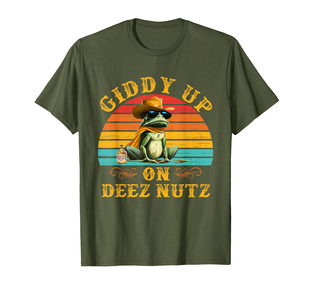 Giddy Up Deez Nutz Cowboy Frog T-Shirt - Trendy Graphic for Adults - T-Shirt, Sweatshirt, Hoodie