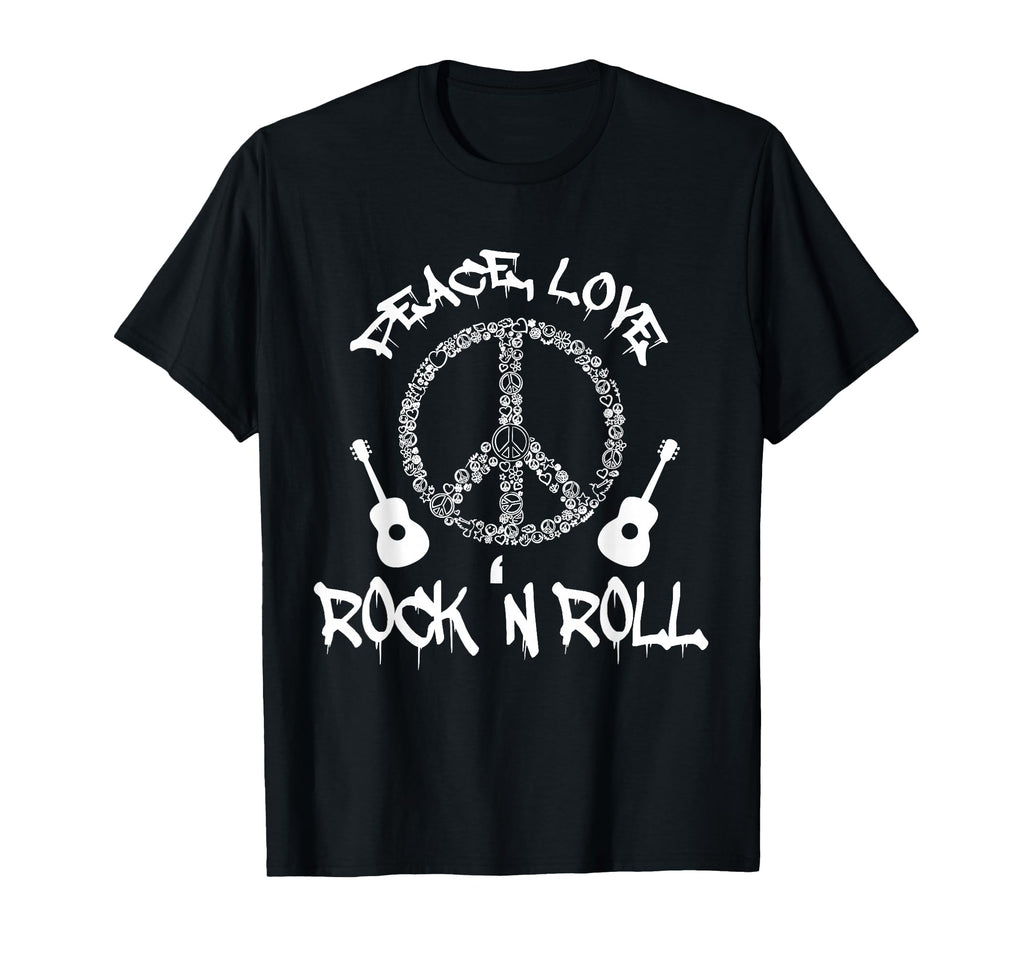 Funny Rockn Roll Peace Love And Rock And T-Shirt - Novelty Apparel Unisex - T-Shirt, Sweatshirt, Hoodie