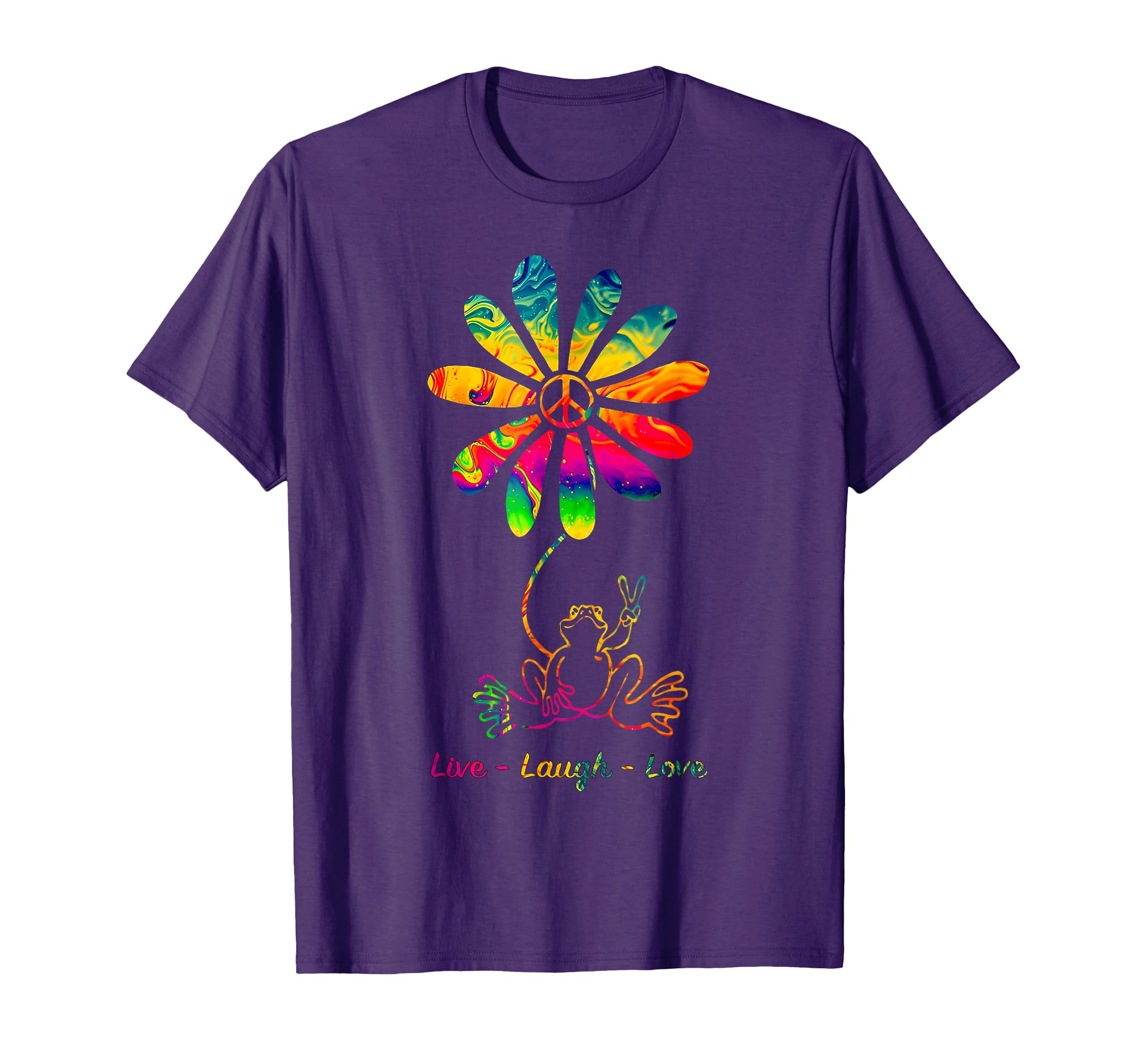 Peace Sign Love Frog Tie Dye T-Shirt - Casual Everyday Wear for Adults - T-Shirt, Sweatshirt, Hoodie