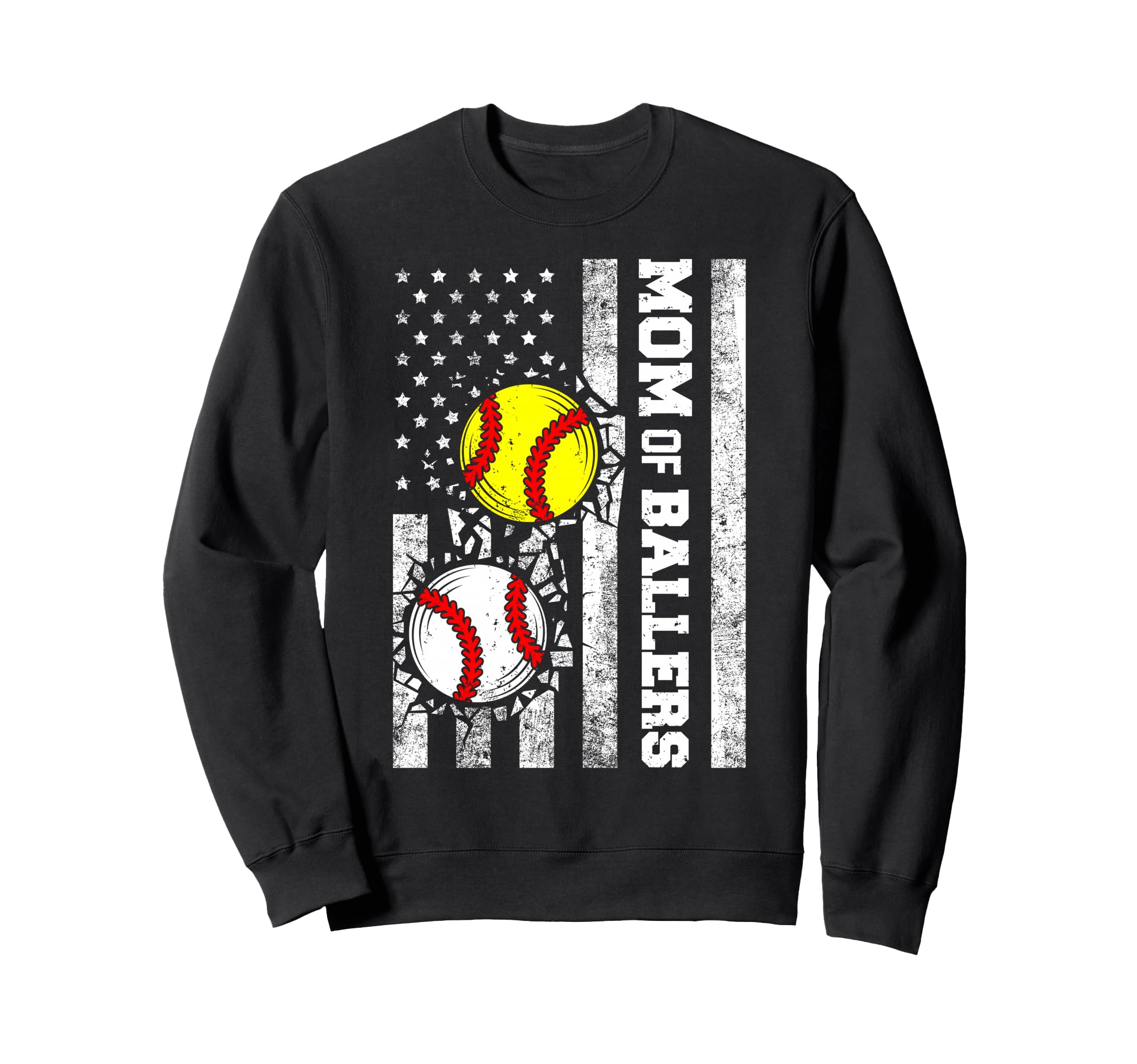 Mom Ballers Funny Usa Flag Baseball Sweatshirt - Aesthetic Graphic Unisex - T-Shirt, Sweatshirt, Hoodie