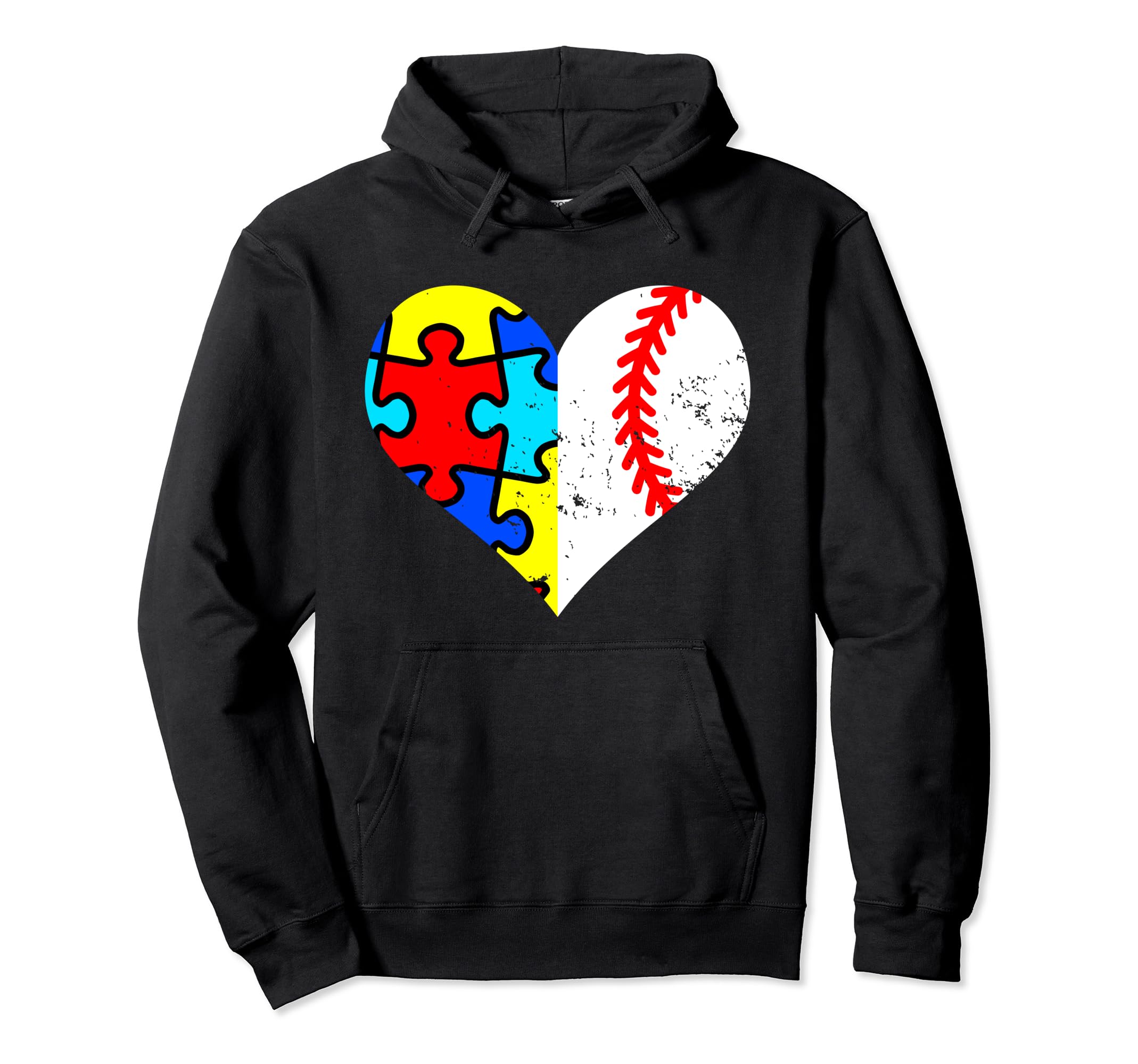 Autism Baseball Heart Funny Hoodie - Casual Everyday Wear for Adults - T-Shirt, Sweatshirt, Hoodie