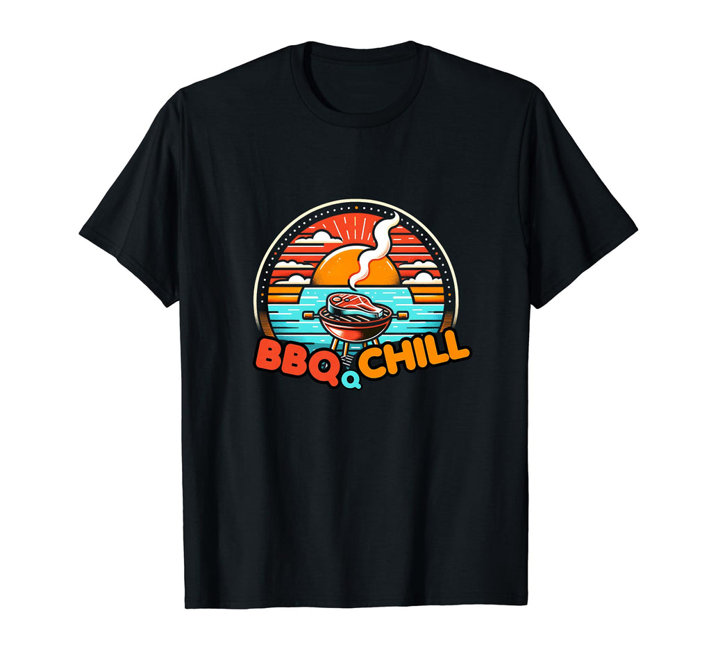 Bbq And Chill Steak Grill Sunset T-Shirt - Fun Novelty Design Unisex - T-Shirt, Sweatshirt, Hoodie