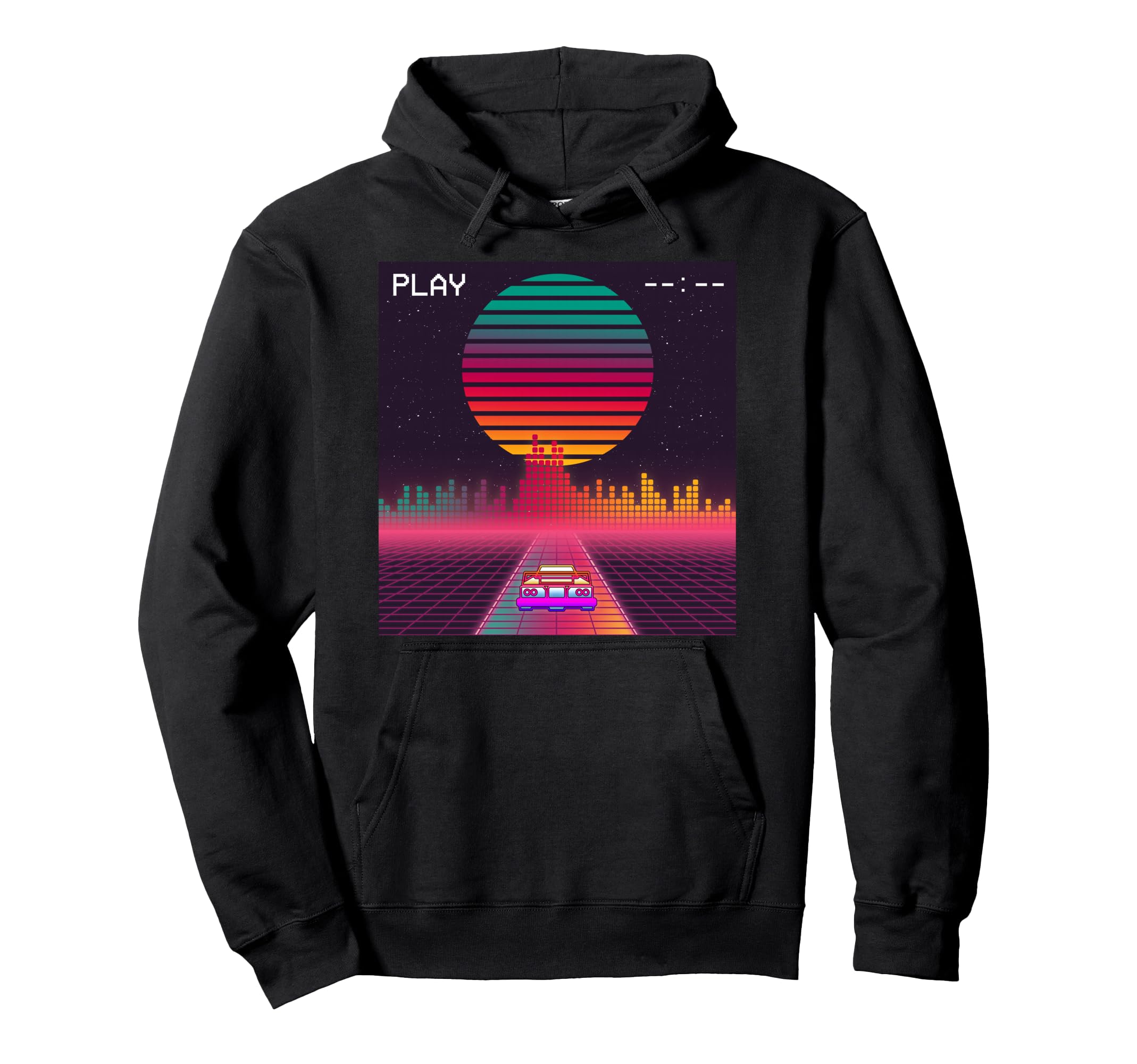 80S Cyberpunk Synthwave Sunset Fast Car Hoodie - Aesthetic Graphic Unisex - T-Shirt, Sweatshirt, Hoodie