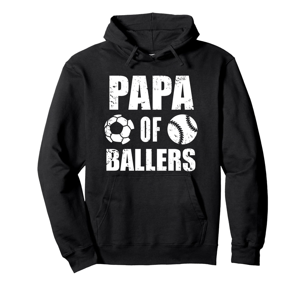 Papa Ballers Funny Soccer Baseball Hoodie - Minimalist Print Unisex - T-Shirt, Sweatshirt, Hoodie