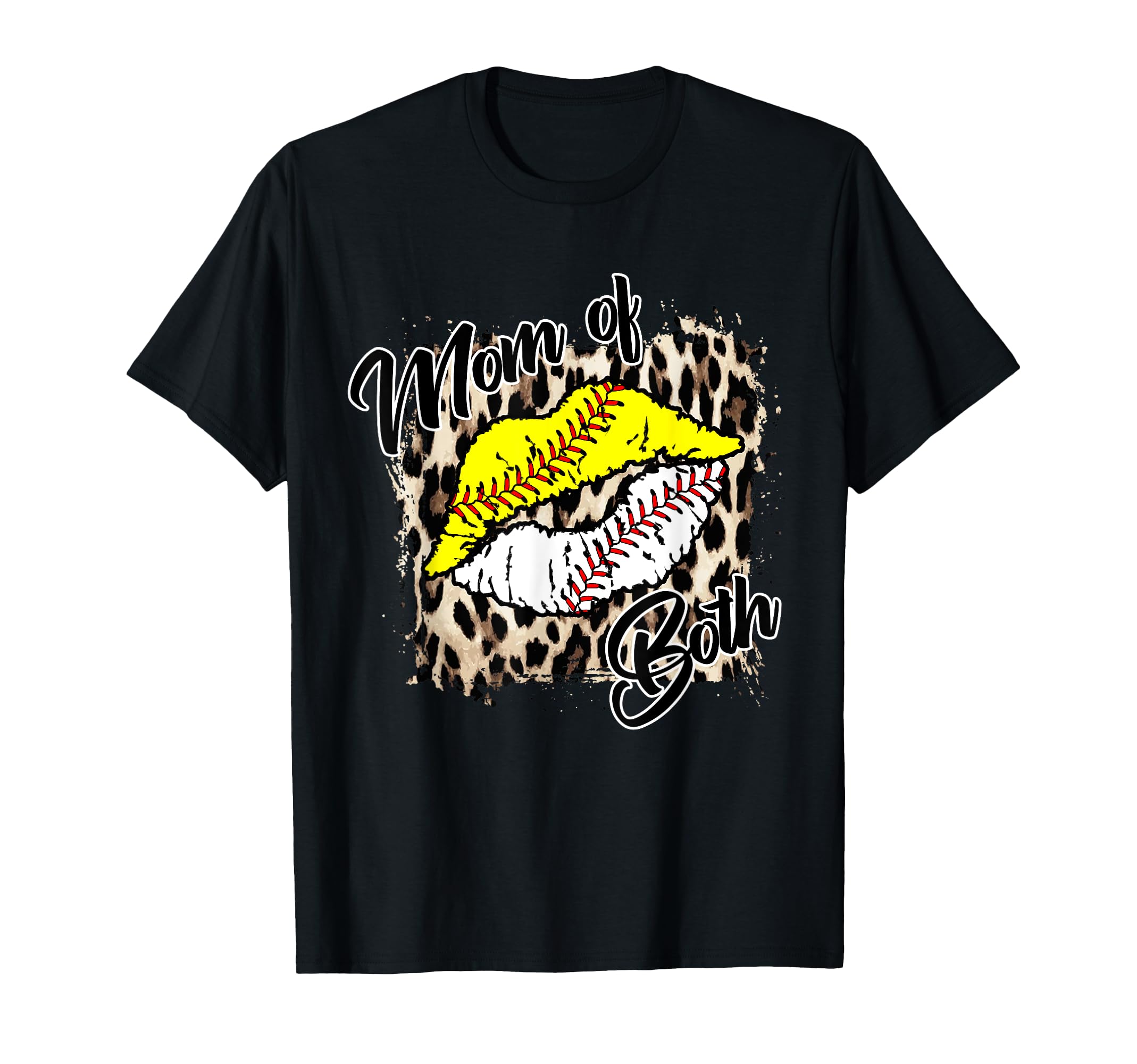 Mom Both Baseball Softball Lips T-Shirt - Casual Everyday Wear Unisex - T-Shirt, Sweatshirt, Hoodie