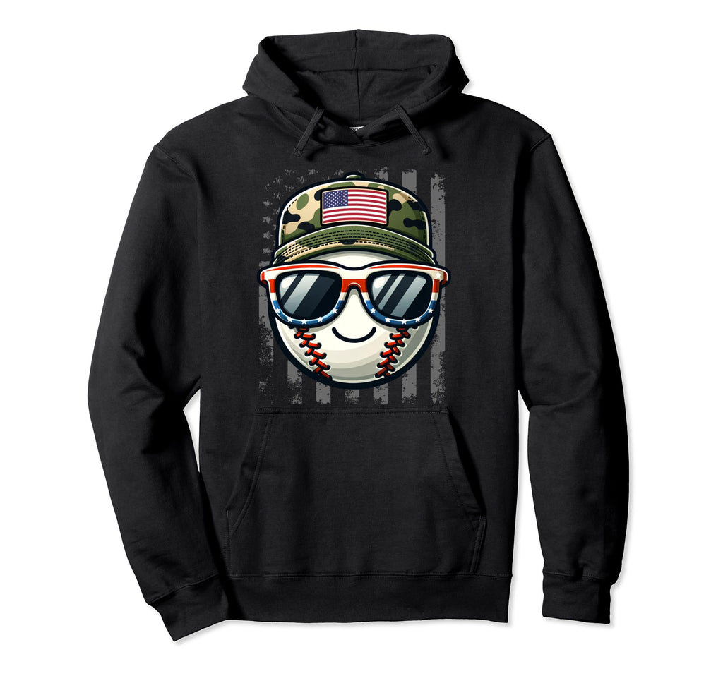Baseball 4Th July Usa Flag Dad Father Hoodie - Streetwear Style Men Women - T-Shirt, Sweatshirt, Hoodie