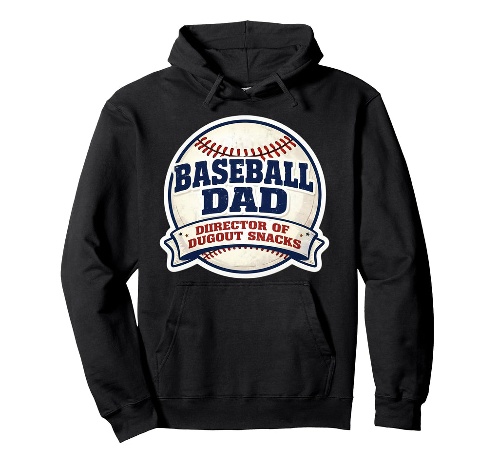 Baseball Dad Director Dugout Snacks Hoodie - Minimalist Print for Adults - T-Shirt, Sweatshirt, Hoodie
