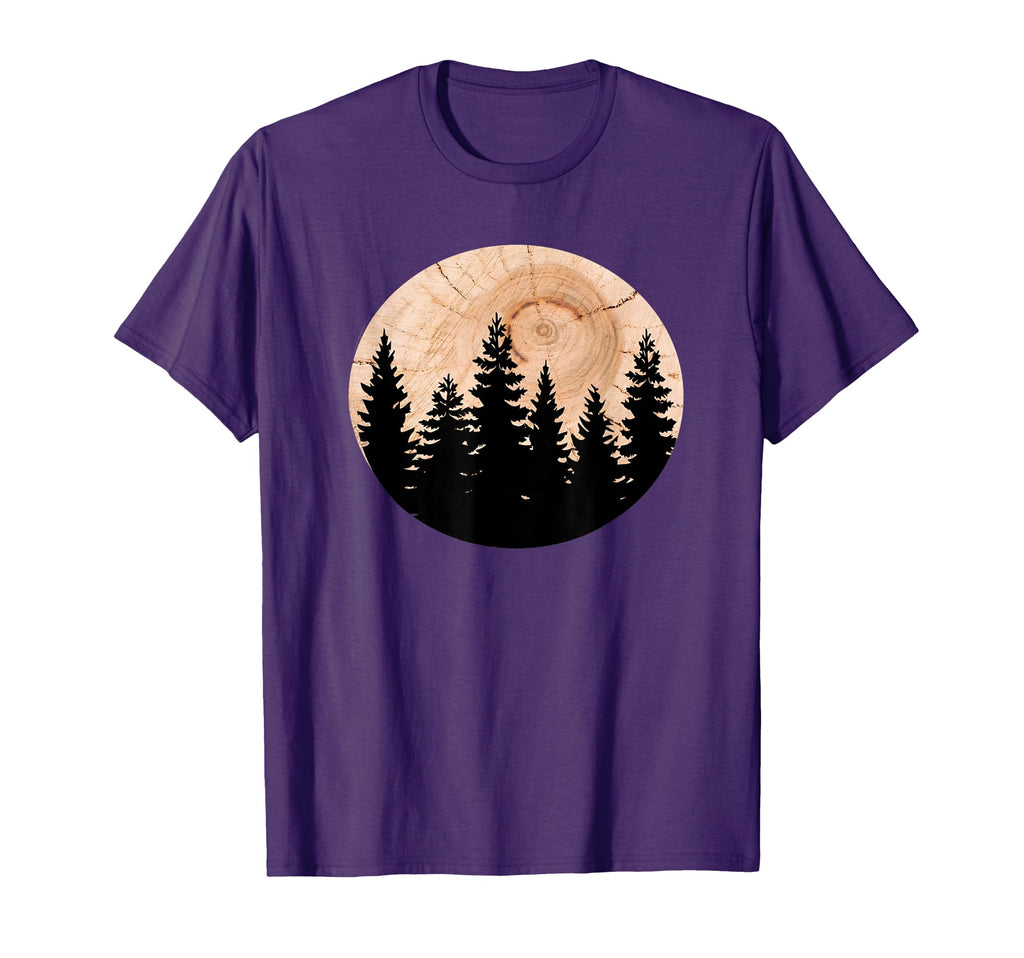 Wood Grain Full Moon Sunset Pine T-Shirt - Streetwear Style for Adults - T-Shirt, Sweatshirt, Hoodie