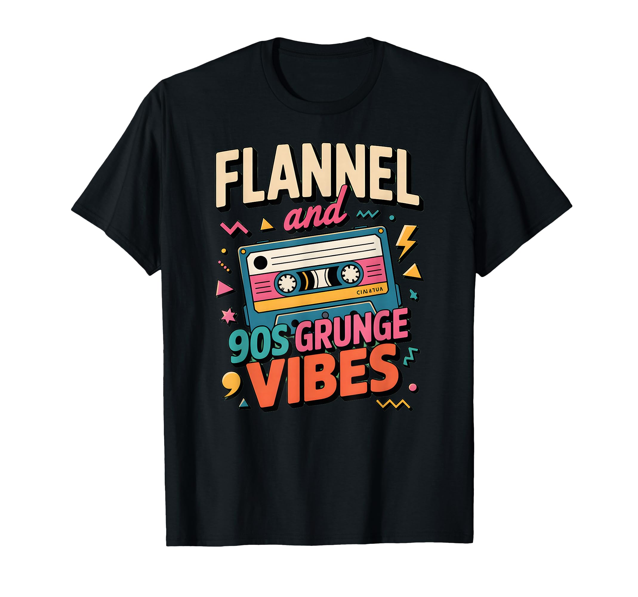Flannel 90S Grunge Vibes Cassette T-Shirt - Casual Everyday Wear Unisex - T-Shirt, Sweatshirt, Hoodie