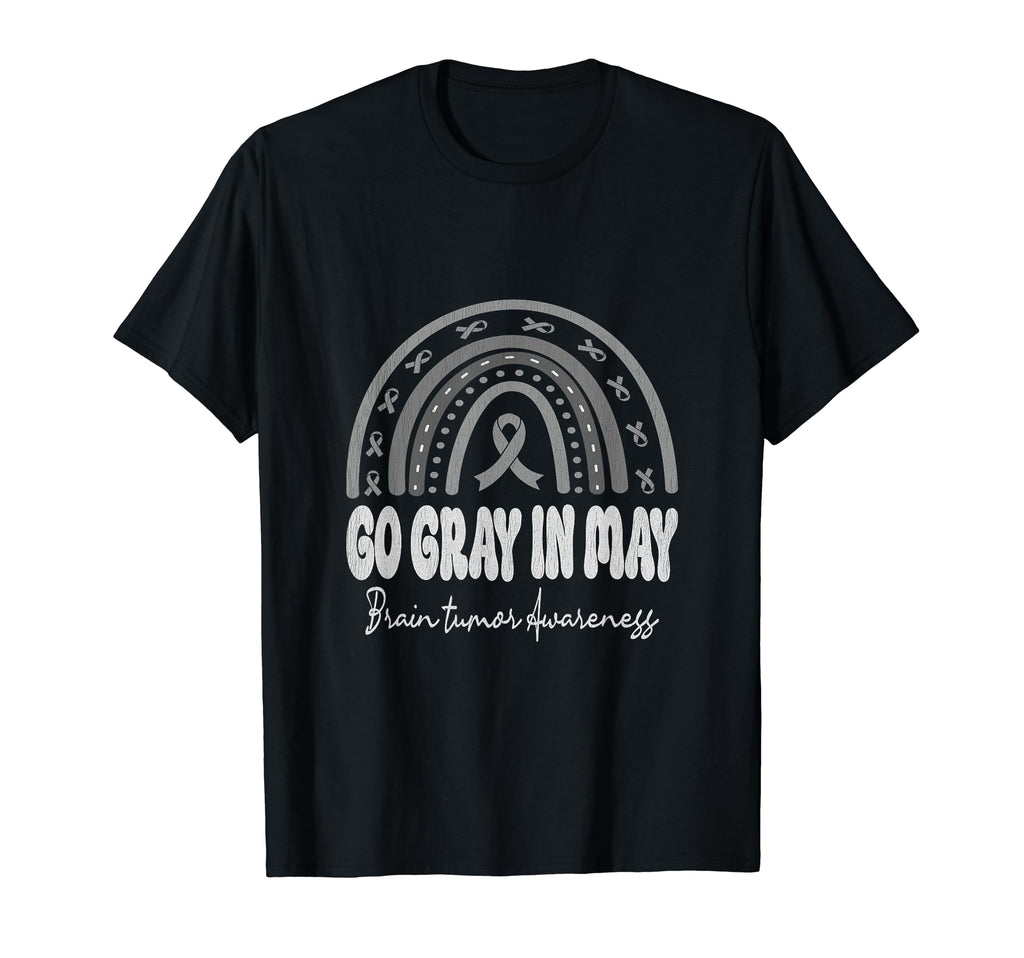 Go Gray May Brain Tumor Awareness Rainbow T-Shirt - Minimalist Print Unisex - T-Shirt, Sweatshirt, Hoodie