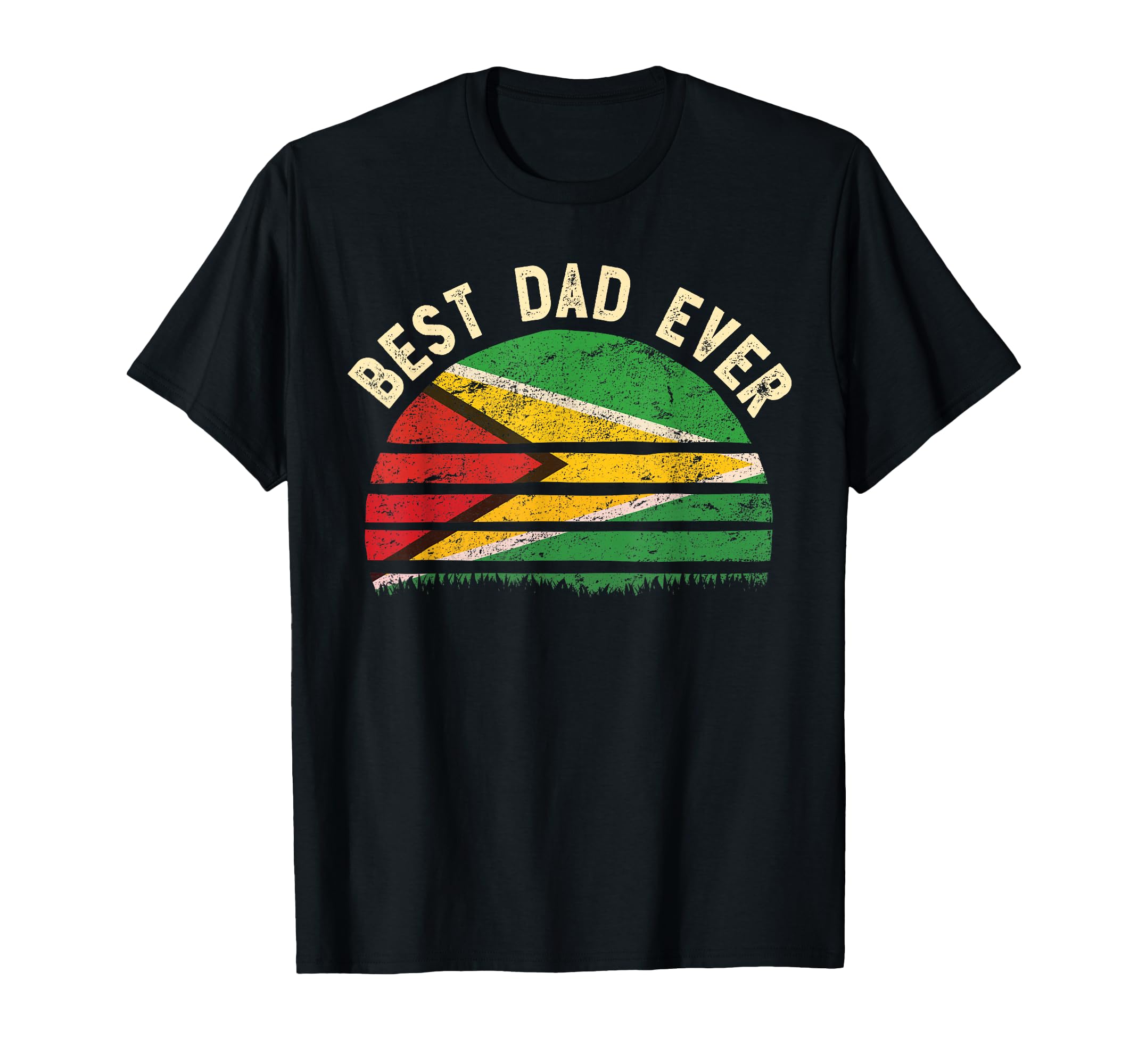 Best Dad Ever Guyana Flag Sunset Art T-Shirt - Unique Graphic Men Women - T-Shirt, Sweatshirt, Hoodie