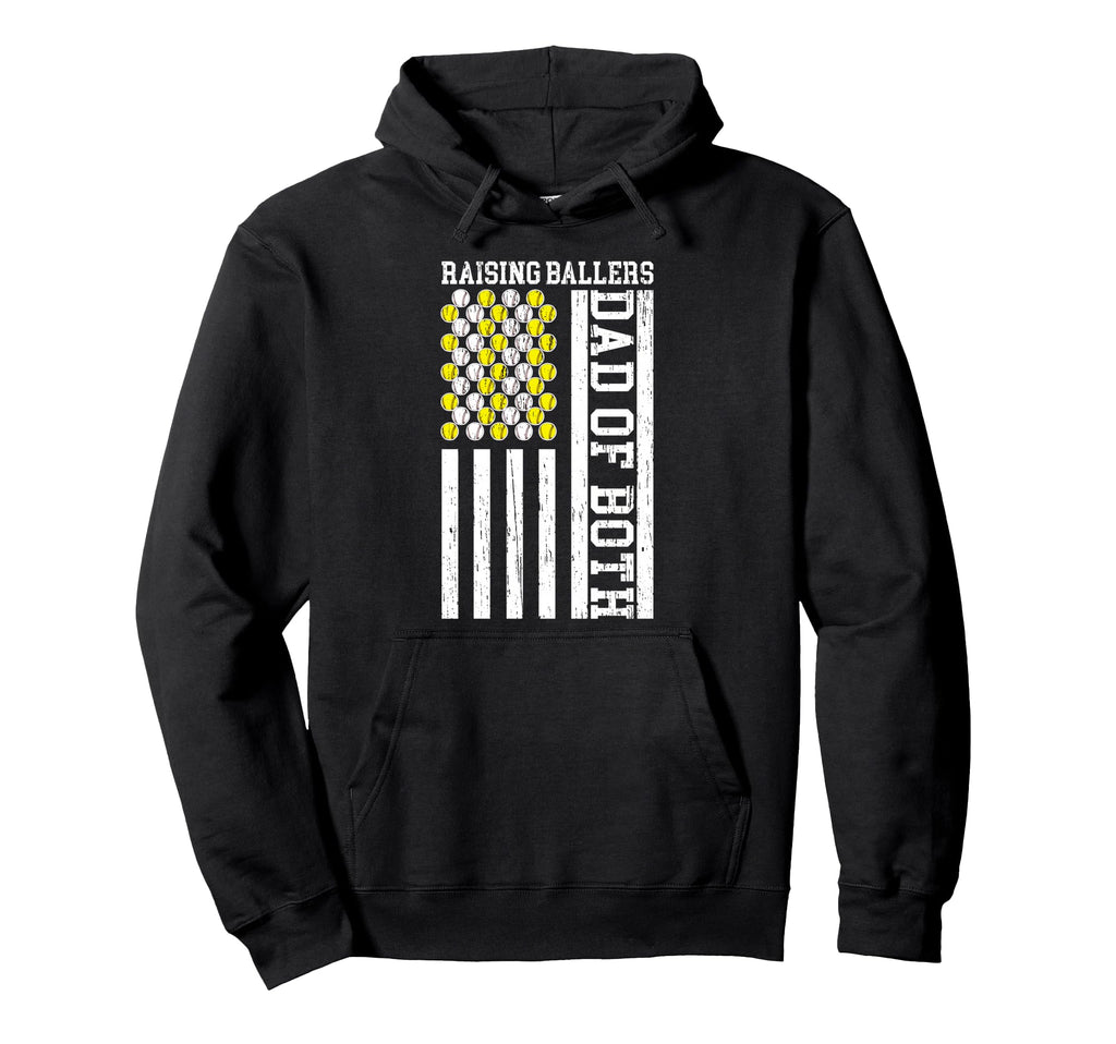 Raising Ballers Dad Both Baseball Hoodie - Aesthetic Graphic Men Women - T-Shirt, Sweatshirt, Hoodie