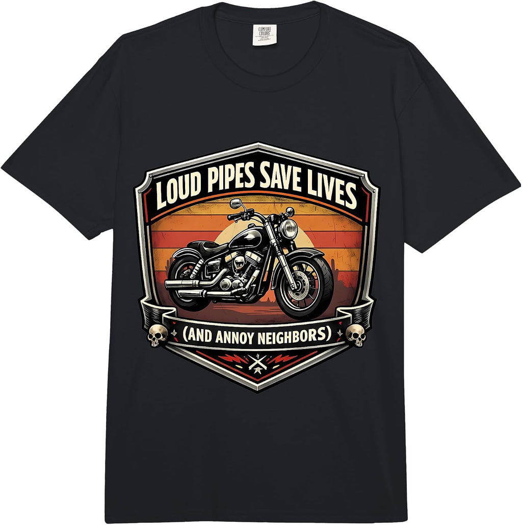 Loud Pipes Save Lives Motorcycle Merch - Adult & Kids T-Shirts, Sweatshirts & Hoodies apparel design preview 1