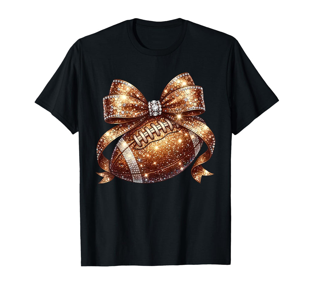 Bling Football Bow Coquette Game Day T-Shirt - Minimalist Print Unisex - T-Shirt, Sweatshirt, Hoodie