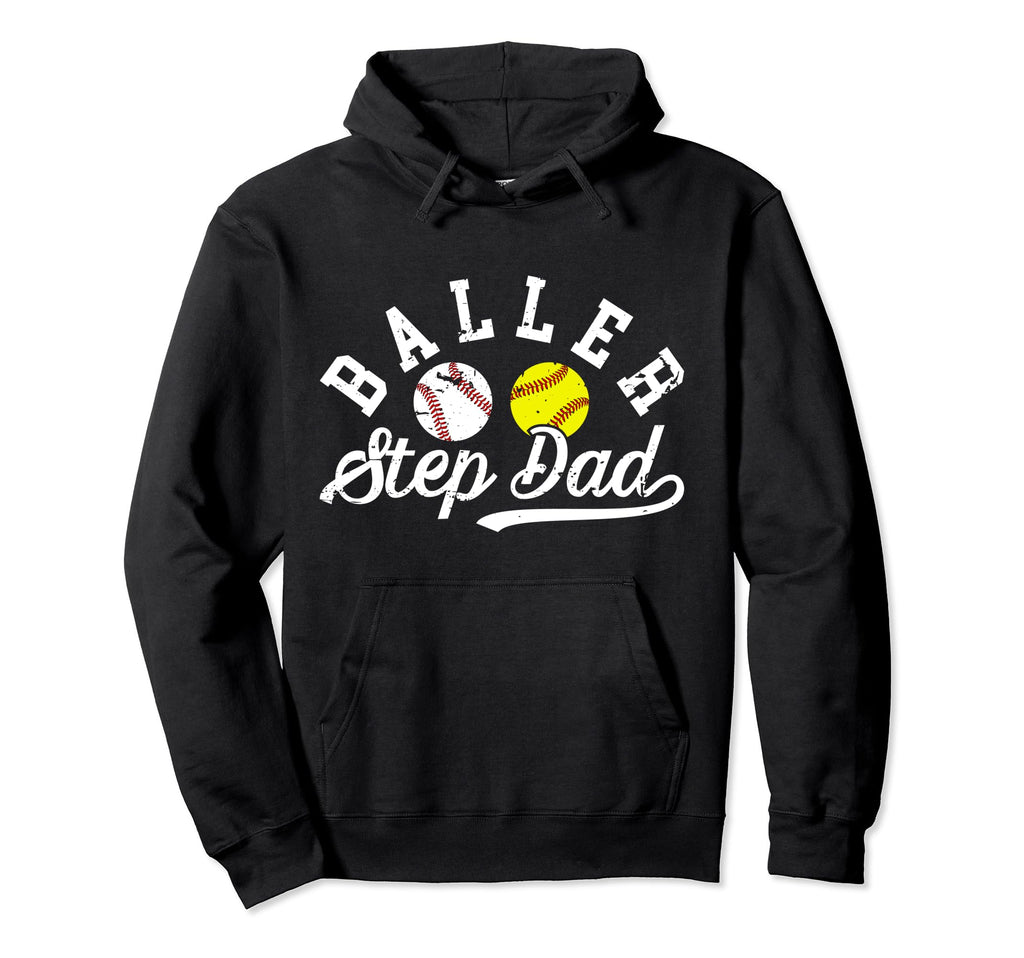 Baller Step Dad Proud Baseball Hoodie - Custom Art Print Men Women - T-Shirt, Sweatshirt, Hoodie
