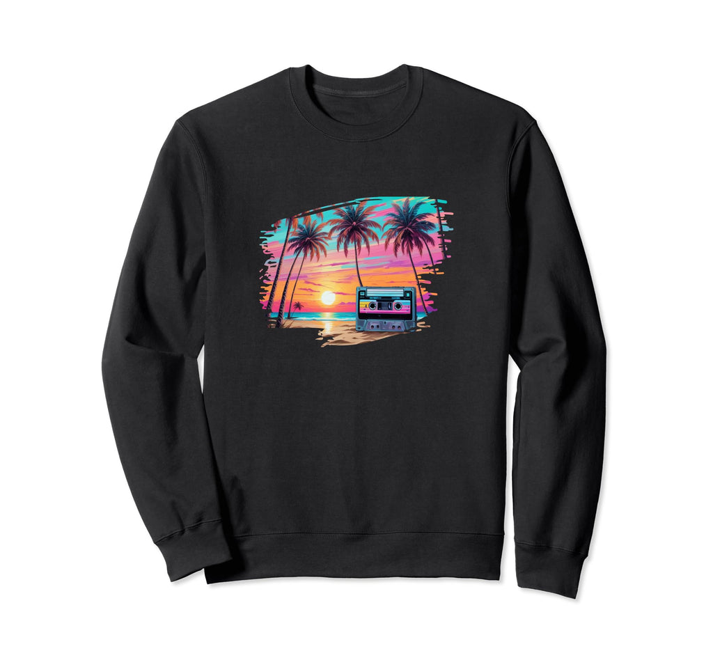 Cassette Tape Sun Tanning 80S Sweatshirt - Aesthetic Graphic for Adults - T-Shirt, Sweatshirt, Hoodie