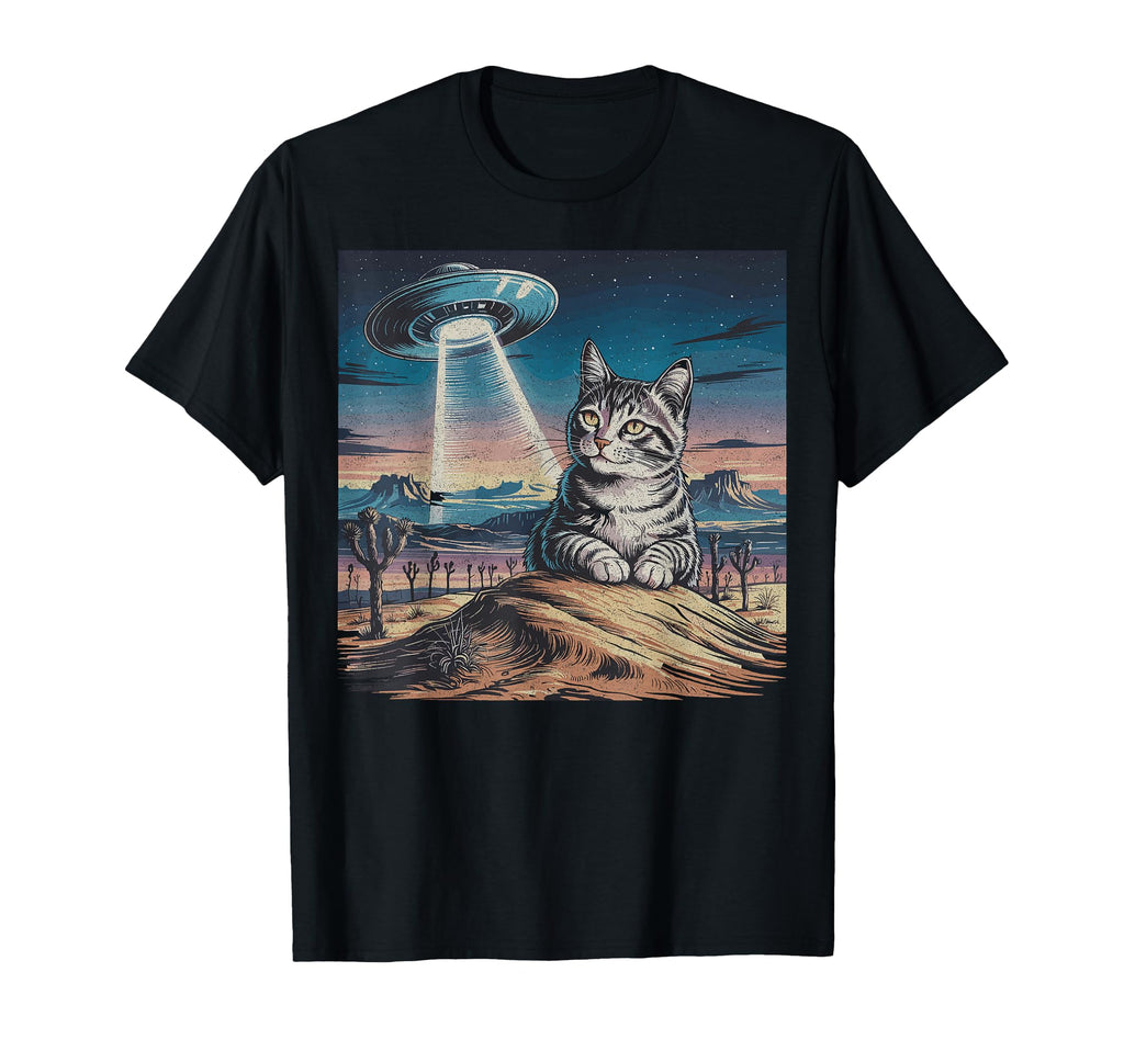 Funny Cat Western Ufo Cowboy Cat T-Shirt - Graphic Print Men Women - T-Shirt, Sweatshirt, Hoodie
