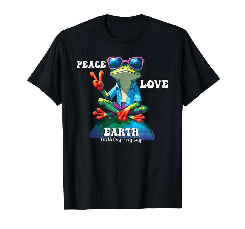 Peace Love Earth Day Frog T-Shirt - Minimalist Print for Adults - T-Shirt, Sweatshirt, Hoodie