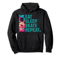 Eat Sleep Skate Repeat Roller Skating Hoodie - Minimalist Print Men Women - T-Shirt, Sweatshirt, Hoodie