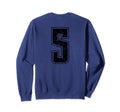 Number 5 Distressed Grunge Back Sweatshirt - Minimalist Print for Adults - T-Shirt, Sweatshirt, Hoodie