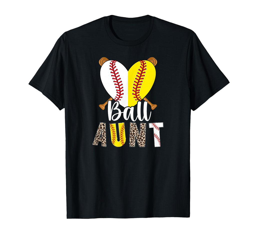 Ball Aunt Heart Softball Baseball Aunt T-Shirt - Streetwear Style Men Women - T-Shirt, Sweatshirt, Hoodie