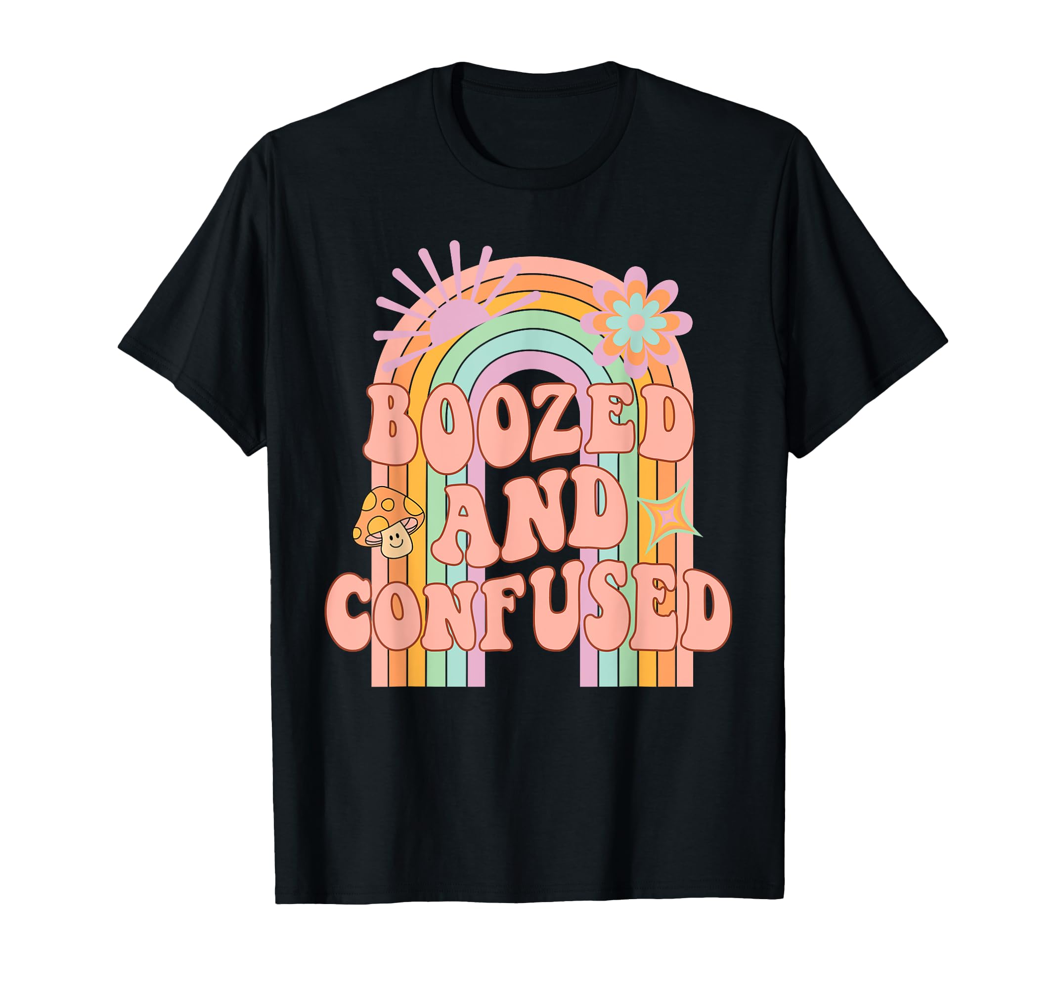 Boozed And Confused Groovy Rainbow T-Shirt - Minimalist Print for Adults - T-Shirt, Sweatshirt, Hoodie