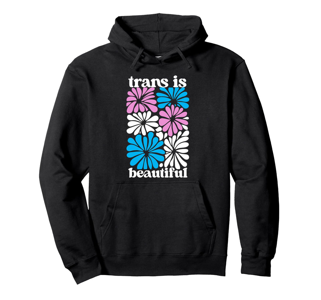 Transgender Floral Flowers Trans Hoodie - Custom Art Print for Adults - T-Shirt, Sweatshirt, Hoodie