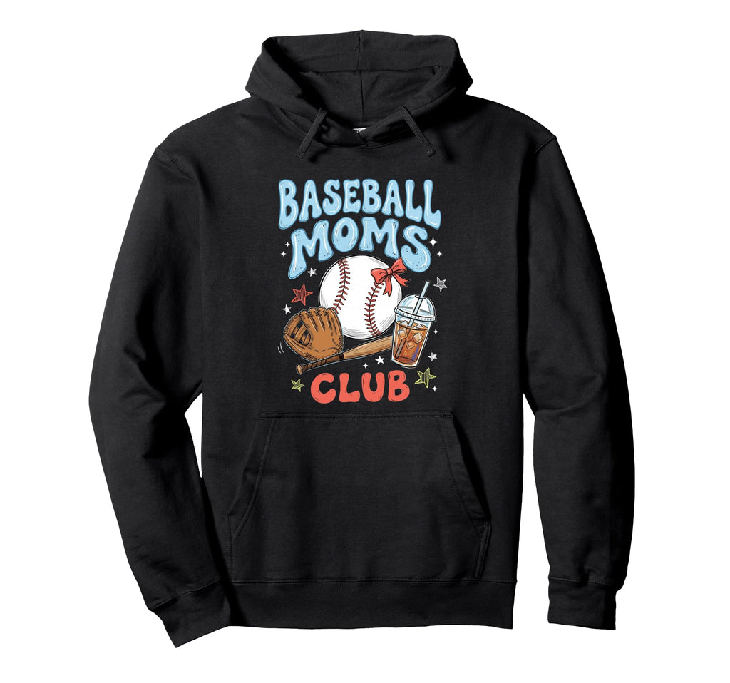 Baseball Moms Club Coquette Bow Gameday Hoodie - Graphic Print Men Women - T-Shirt, Sweatshirt, Hoodie