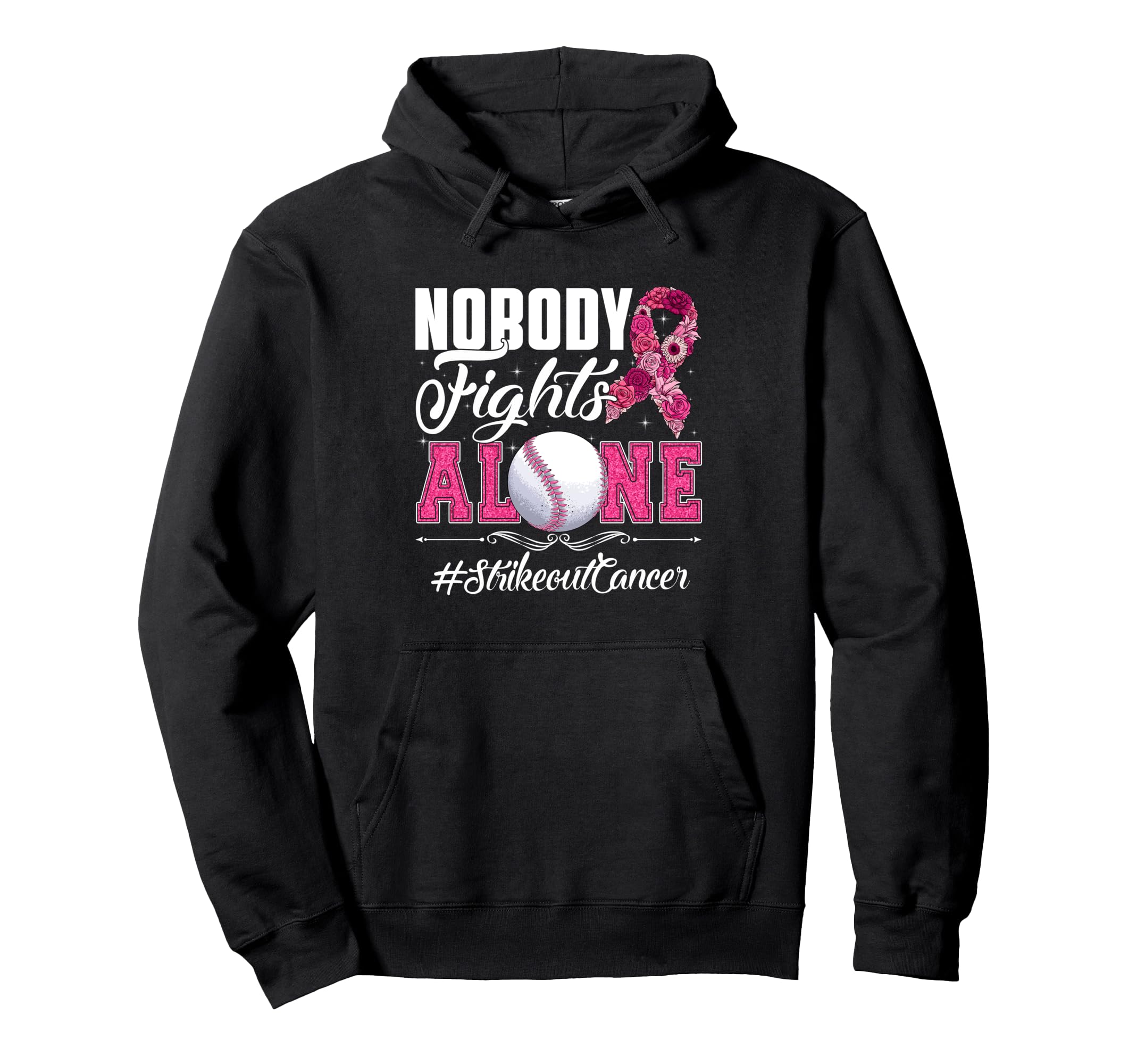 Nobody Fights Alone Strike Out Hoodie - Fun Novelty Design Men Women - T-Shirt, Sweatshirt, Hoodie