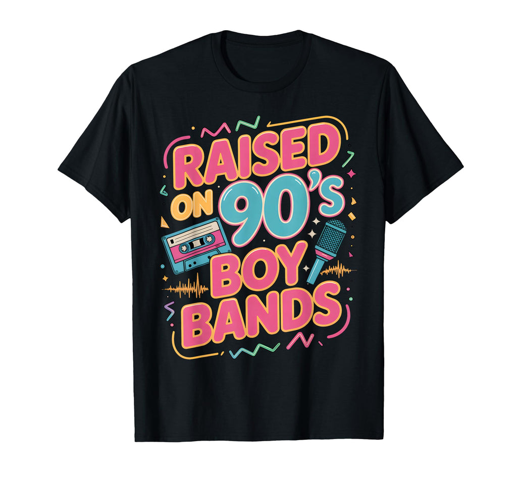 Raised 90S Band Pop Music Cassette T-Shirt - Aesthetic Graphic Unisex - T-Shirt, Sweatshirt, Hoodie