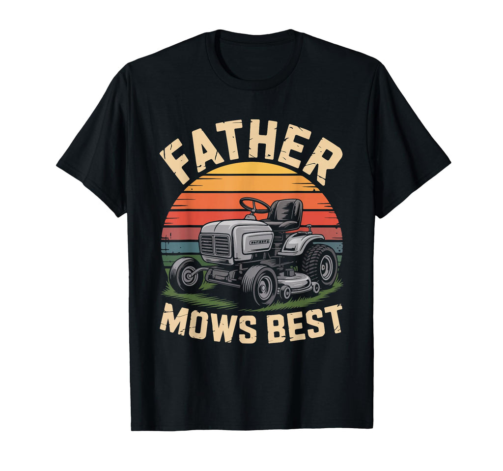 Father Mows Best Lawn Tractor Sunset T-Shirt - Aesthetic Graphic for Adults - T-Shirt, Sweatshirt, Hoodie