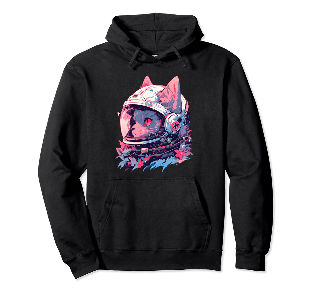 80S 90S Aesthetic Vaporwave Space Cat Hoodie - Streetwear Style for Adults - T-Shirt, Sweatshirt, Hoodie
